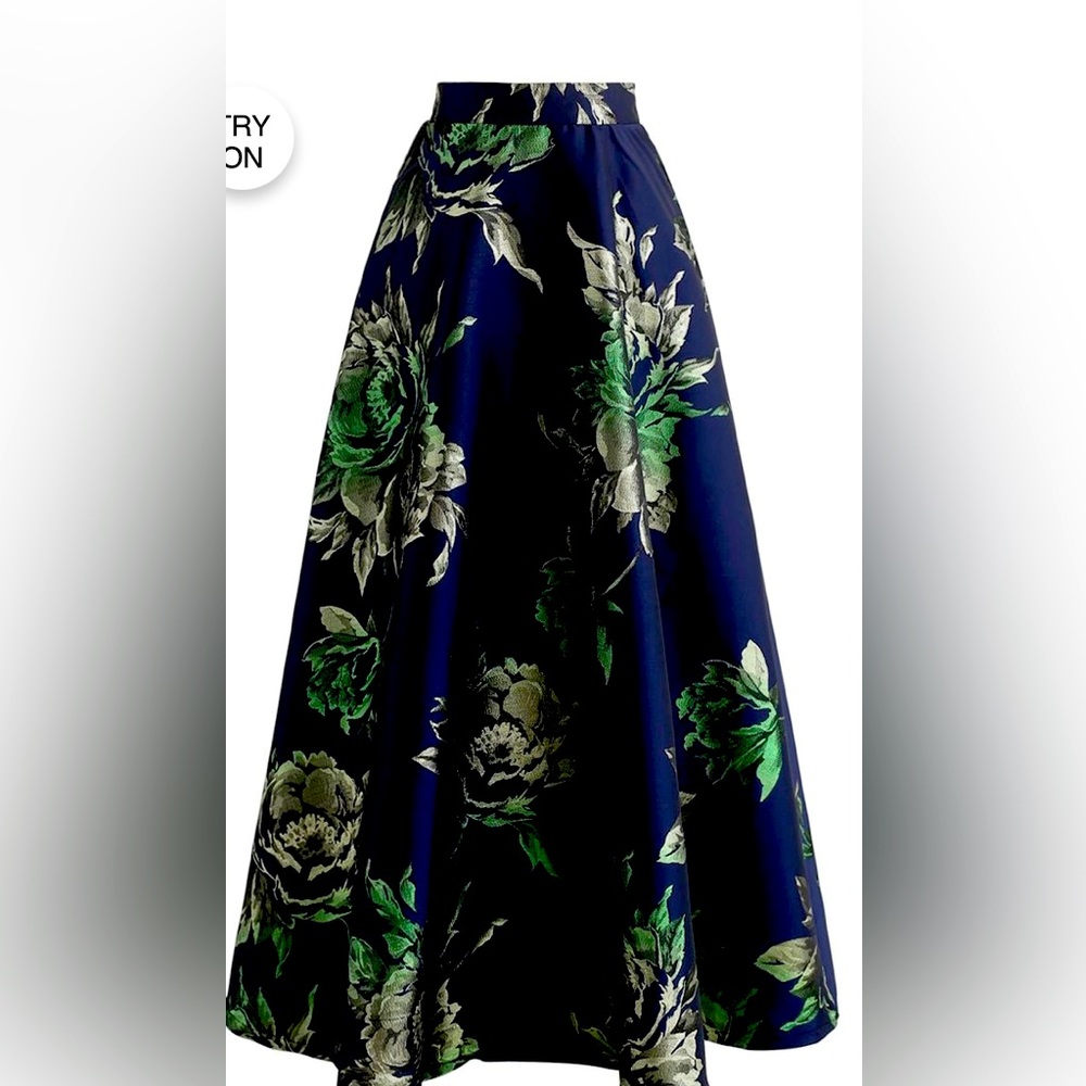 Glittery Peony Jacquard Maxi Skirt
